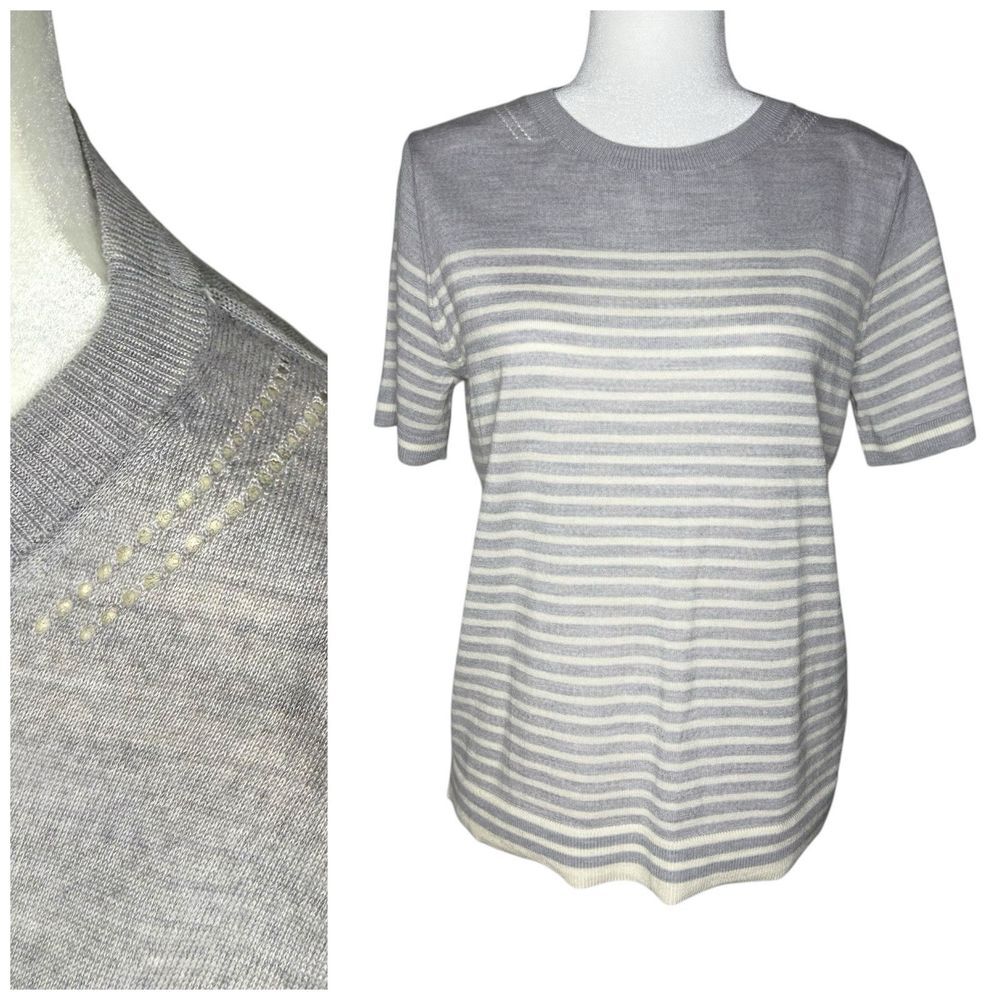 Banana Republic Sweater S‎ Washable Merino Wool Knit Short Sleeve Breton Stripe